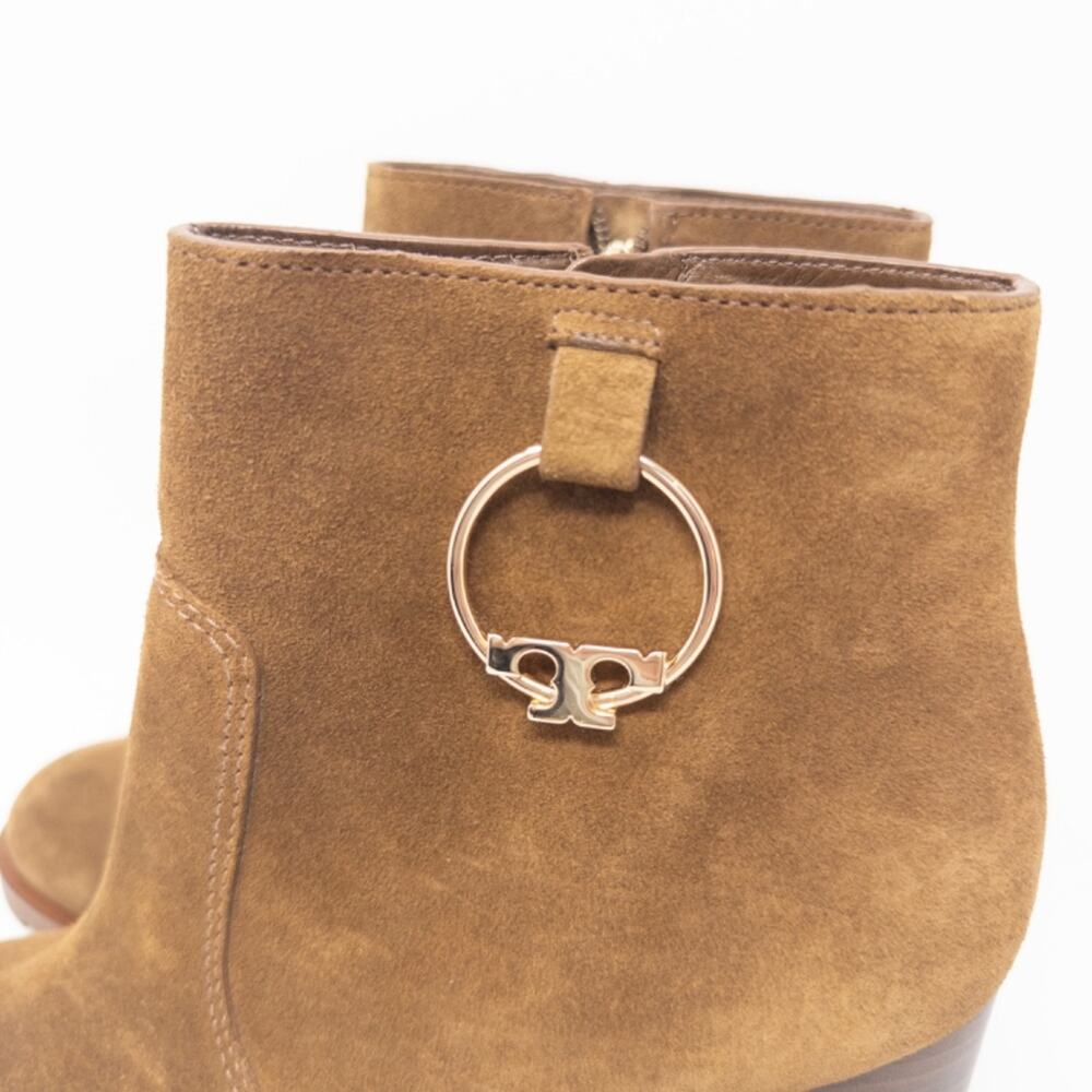 Tory Burch Sofia Lug Sole Bootie Natural Suede Festival Brown 85mm Womens Size 1 - Picture 5 of 8
